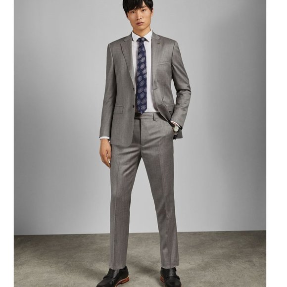 NWT Ted Baker Men's Debonair Plain Wool Pants Gray 38W x 34L $260 H348 - Picture 1 of 1